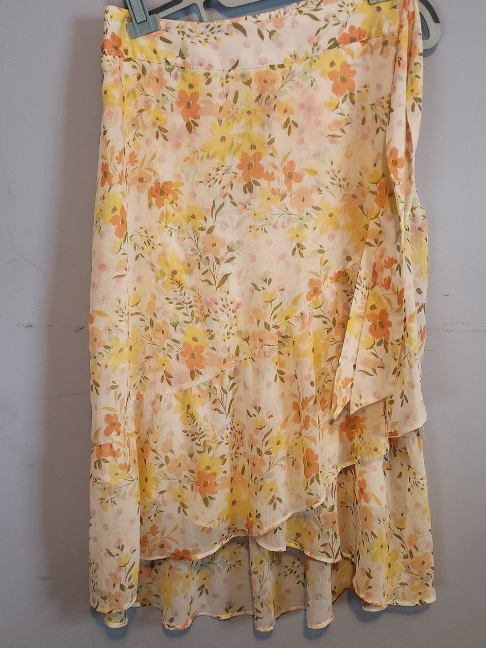 LC Lauren Conrad Yellow and Orange Floral Maxi Skirt